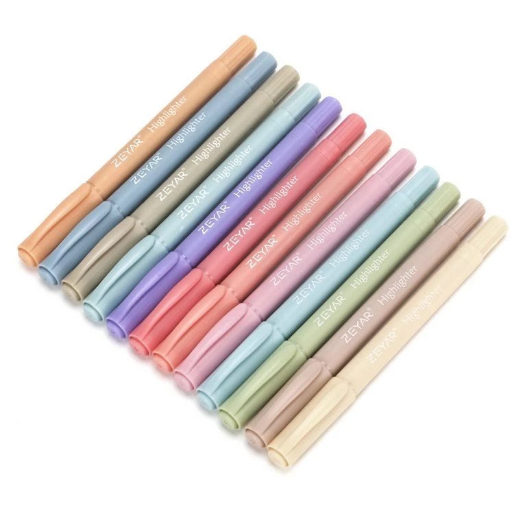 12 lindos resaltadores de colores vintage con puntas duales