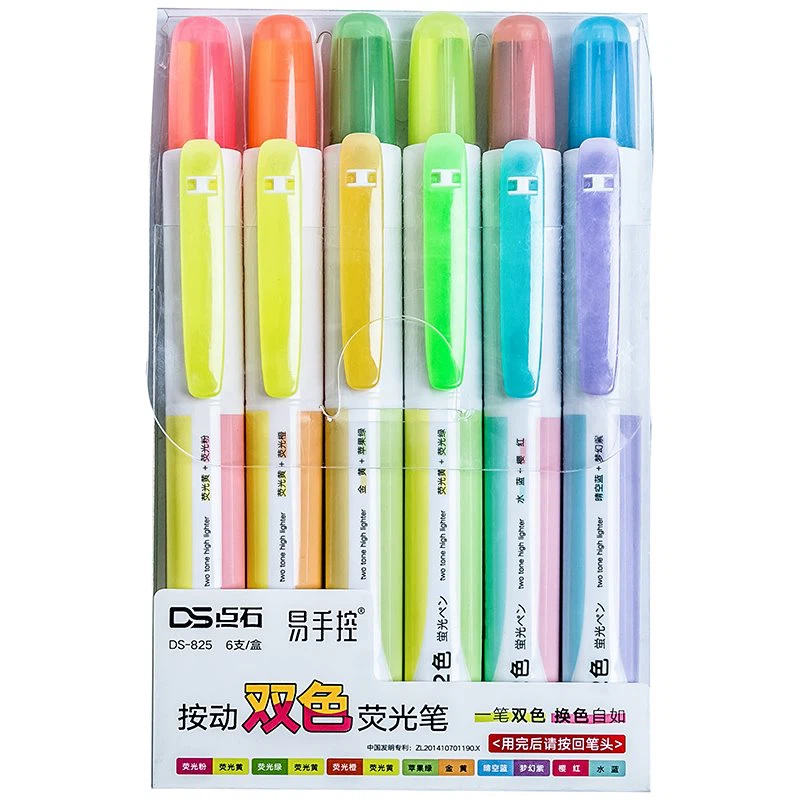 Resaltador retráctil de 2 colores en 1 punta