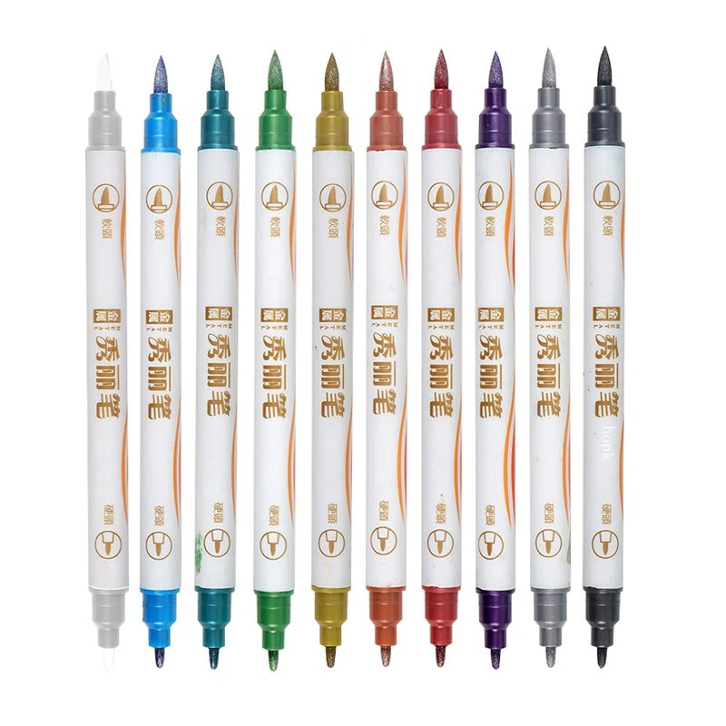 Bolígrafos metálicos de doble punta de 10 colores