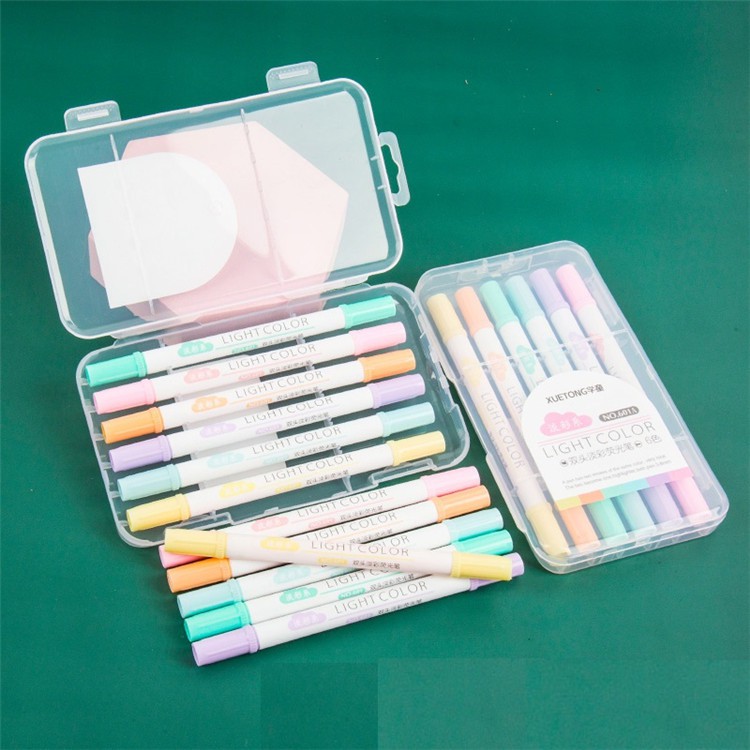 Resaltadores de colores pastel de doble punta de 6 piezas