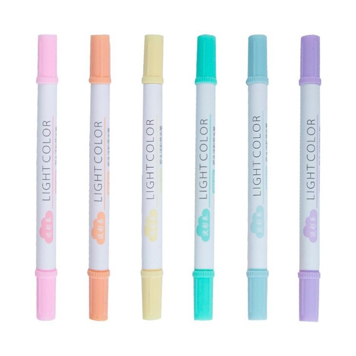 6pcs Dual-tip Pastel Colors Highlighters